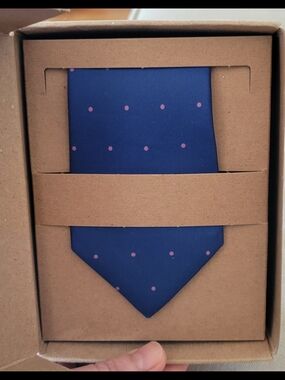 Classic Blue Tie with Pink Polka Dots - Men's Accessory
